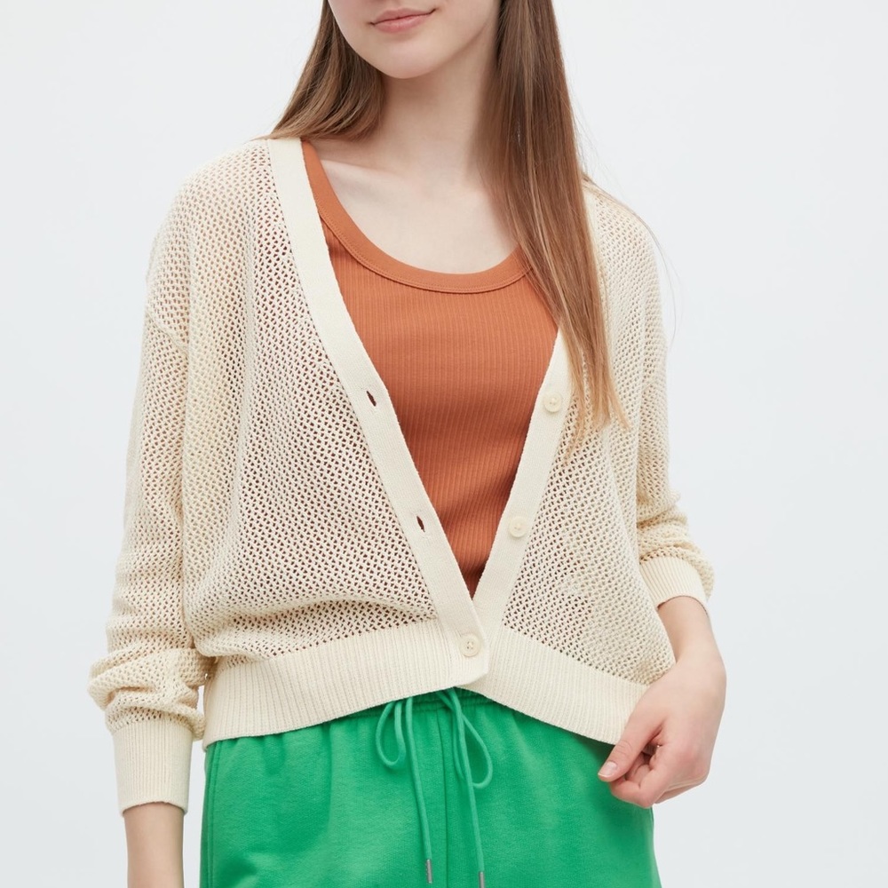 Uniqlo Mesh Long-Sleeve Short Cardigan
